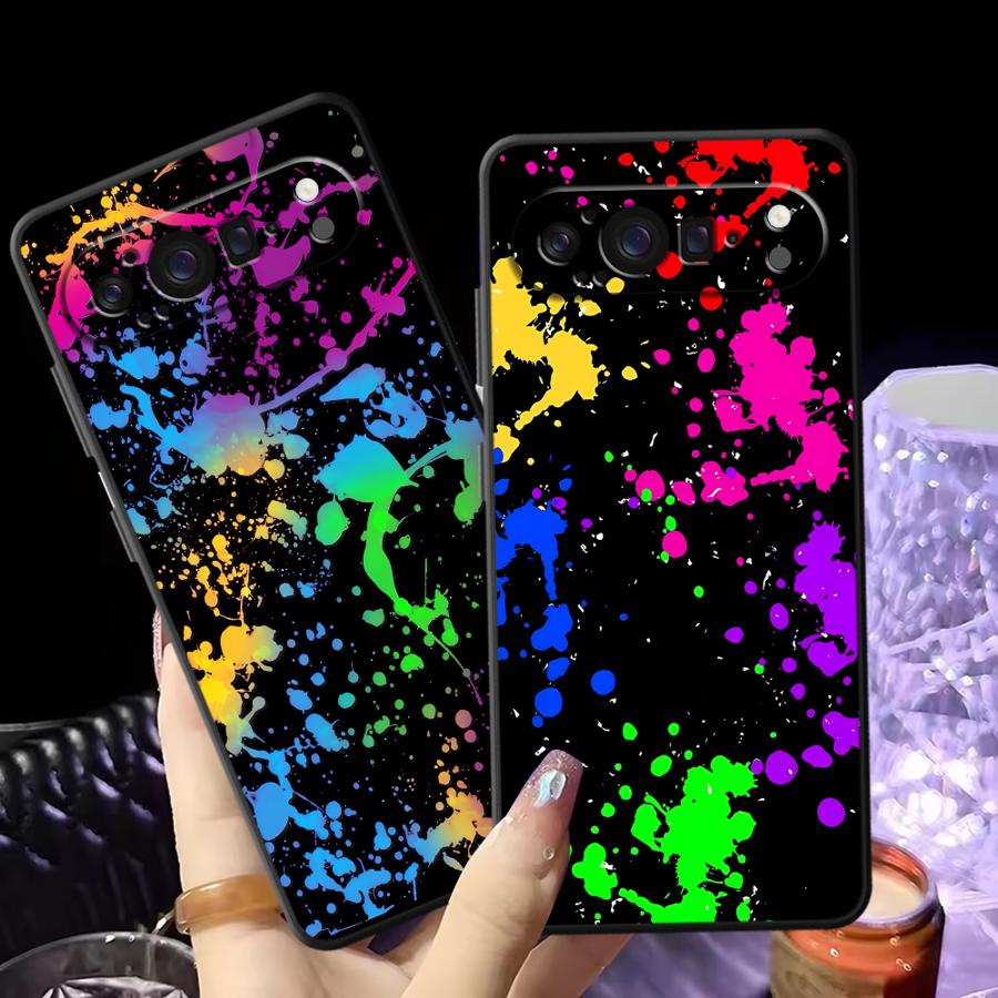 Google Pixel 8A - Rainbow Paint Splatters Funda Phone Cover